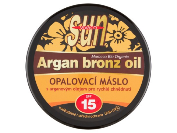 VIVACO Sun Opalovací máslo s arganovým olejem pro rychlé zhnědnutí SPF 15 200 ml