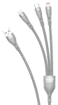 Dudao L20X šedá / Datový kabel / 3v1 Lightning, USB-C, Micro USB / 65W / 1,2 m