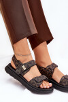Materiálové dámské sandály na platformě černo-hnědé Leriot 37