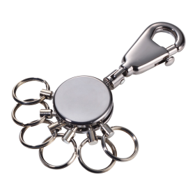 TROIKA klíčenka - kroužky \"Patent\", kovová, s karabinkou, stříbrná