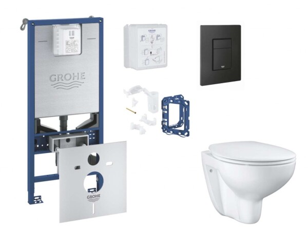 GROHE - Rapid SLX Set předstěnové instalace, klozetu, sedátka SoftClose, tlačítka Even a sady pro vhazování tablet, phantom black SANI11BB5125