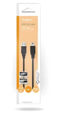 Nedis USB 2.0 kabel černá / Kabel USB / USB-A - Mini-B / 480 Mbps / 1 m (CCGB60300BK10)