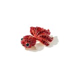 Brož Swarovski Elements Goldfish - malá rybka, Červená