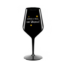 JEDNOU V ROCE NA VÁNOCE - černá nerozbitná sklenice na víno 470 ml