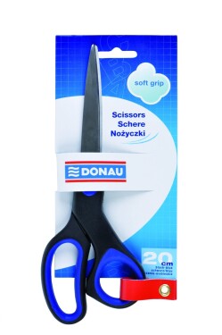 DONAU kancelářské nůžky Soft Grip 20 cm, asymetrické, ocel, odol.plast, modré - 12ks