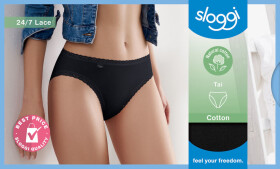 Dámské kalhotky sloggi 24/7 Cotton Lace Tai - černé - SLOGGI BLACK 42