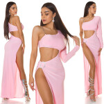 Sexy šaty Koucla Gala s XL rozparky na nohou pink Einheitsgroesse