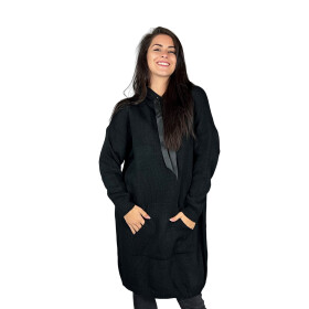 HOSH Pletené šaty EVELYN s kapucí Barva: Černá