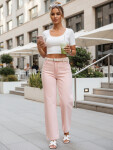 Dámské džíny s vysokým pasem a širokými nohavicemi růžové FashionStreet UY2966 s42