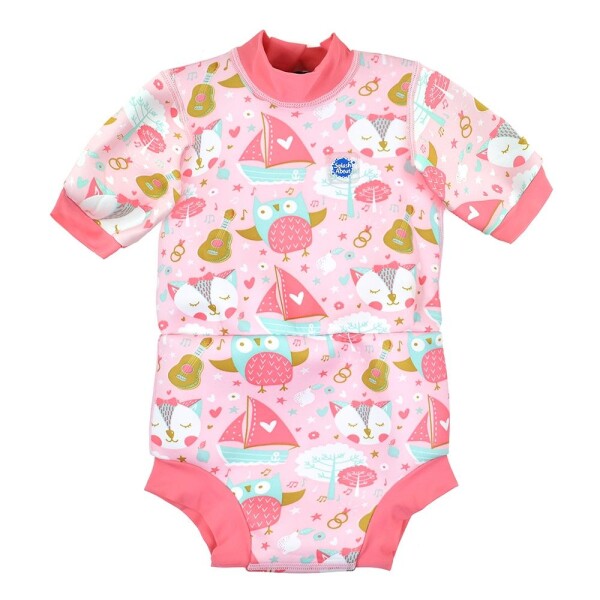 Splash About Baby neoprén body Happy Nappy - Sova a kočička, velikost: L (6-14 měs)
