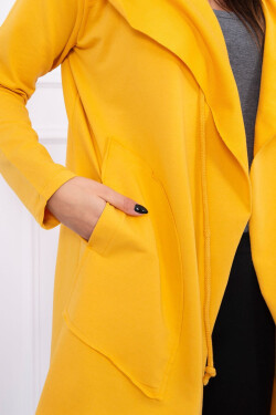 Volná bunda kapucí hořčicové barvě UNI