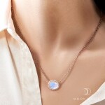 Royal Fashion náhrdelník 14k zlato Vermeil GU-DR22118N-ROSEGOLD-MOONSTONE
