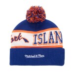 Mitchell & Ness Pánská zimní čepice New York Islanders NHL Block Sweep Pom Knit