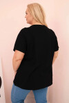 Dámská bavlněná halenka Plus Size s potiskem „Day Dream“ černá + oranžová UNI