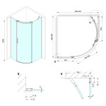 POLYSAN - THRON SQUARE čtvrtkruhová sprchová zástěna 900x900, čiré sklo, pravá TL2690R-5002