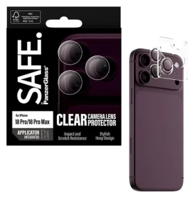 PanzerGlass SAFE Ochrana kamery iPhone 17/18 Pro/Pro Max / Ochrana kamery / Temperované sklo / Plně nalepovací (SA23766)