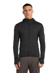 Pánská merino mikina ICEBREAKER Mens 200 Realfleece Descender LS Zip Hood, Jet Heather/Black/Cb velikost: L