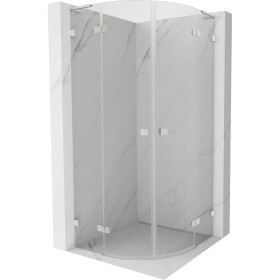 MEXEN/S - Lunar L sprchový kout čtvrtkruh křídlový 90 x 90, transparent, nikl kartáčovaný 833L-090L-090P-97-00