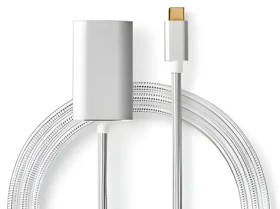 Nedis USB-C - HDMI stříbrná / Adaptér / USB 3.2 Gen 1 / Power Delivery / 4K 60Hz / 2 m / Opletený (CCTB64680AL20)