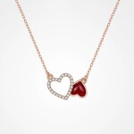 Náhrdelník Amorette - dvojité srdce, stříbro 925/1000, Zlatá 40 cm + 5 cm (prodloužení)