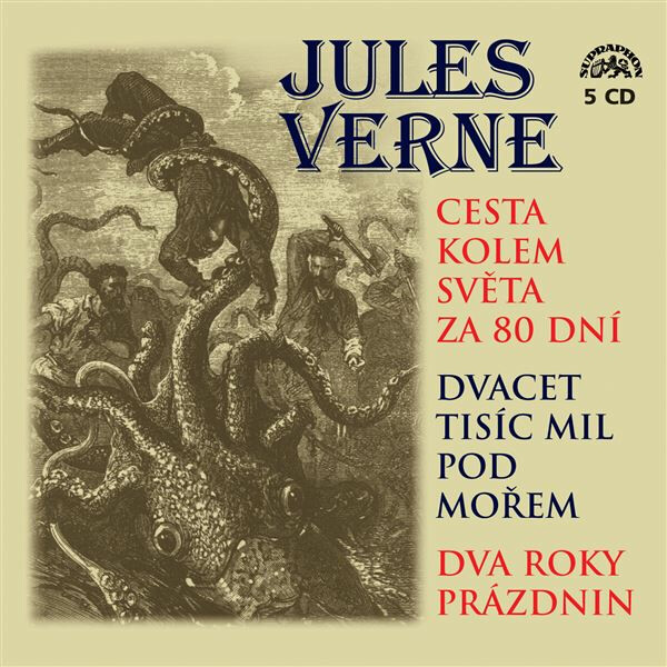 Cesta kolem světa za 80 dní, Dvacet tisíc mil pod mořem a Dva roky prázdnin - Jules Verne - audiokniha