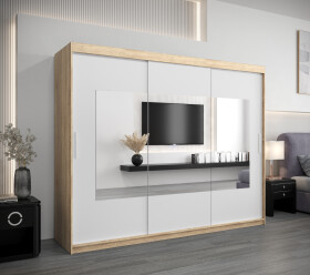 Šatní skříň Abi To Barva korpusu: Dub Sonoma, Rozměry: 250 cm, Dveře: Bílá