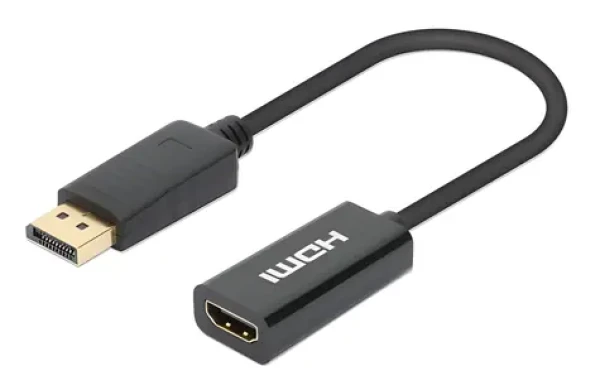 Manhattan DisplayPort - HDMI černá / Adaptér / Aktivní / 4K/60Hz / 0,15 m (153713)