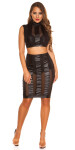 Sexy top KouCla Wetlook Crop Top se síťovinou black M