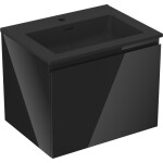 MEXEN/S - Orio koupelnová skříňka 60 cm s umyvadlem Otis, 1 šuplík, černá lesk/černá mat 91A10-06047-1-BF70-W18M71