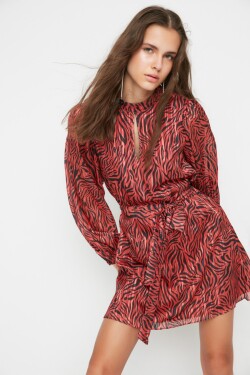Trendyol Limitovaná edice Vícebarevné páskové mini tkané vzorované šaty