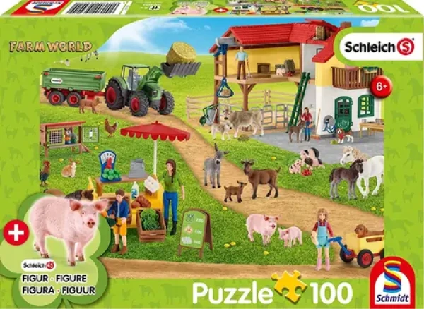 SCHMIDT Puzzle Schleich Farma s prodejním stánkem