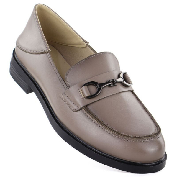 Dámské kožené polobotky mokasíny béžové Vinceza 18117 40