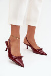 Lakované lodičky na podpatku s mašličkou bordó Olvena 37