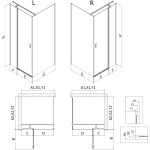 MEXEN/S - Mist T sprchový kout dveře křídlové 95 x 90, transparent, zlato 8A4T-095-090-50-00