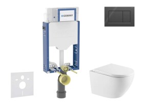 GEBERIT - Kombifix Set předstěnové instalace, klozetu Oudee a sedátka softclose, tlačítko Sigma20, černá lesk/černá mat SANI15CA5157
