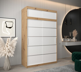 Šatní skříň Abi V1 s nástavcem Barva korpusu: Dub artisan, Rozměry: 150 cm, Dveře: Bílá