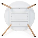 Stůl jídelní, 80x80x74 cm, MDF - bílý matný lak, kovová kostrukce, dřevěné nohy