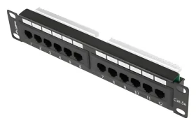 Lanberg Patch panel 10" 12 port 1U černý / Patch panel / Cat.5E / UTP (PPU5-9012-B)
