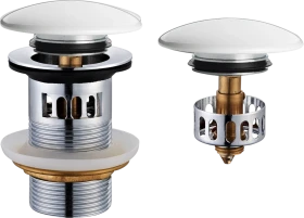 JB Sanitary Umyvadlová výpusť 5/4" s přepadem, velká bílá zátka VK13