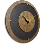 DumDekorace Dřevěné nástěnné hodiny z tmavého dubu Oak Flow - 30 cm