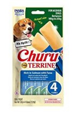 Churu Dog Terrine losos s tuňákem plemena M 4x30g