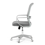 Židle kancelářská, bílý plast, šedý MESH a šedá látka, plastový kříž, houpací mechanismus.