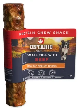 ONTARIO Protein žvýkací pamlsek malá rolka s hovězím 12,7 cm / Pamlsek pro psy / Hovězí kolagen / 1 ks (214-858993)
