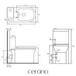 CERANO - WC set kombi s umývátkem Hygisink, Rimless + UF sedátko - spodní/zadní odpad - bílá lesklá + baterie Bina nízká - chrom - 71,5x36 CER-979858