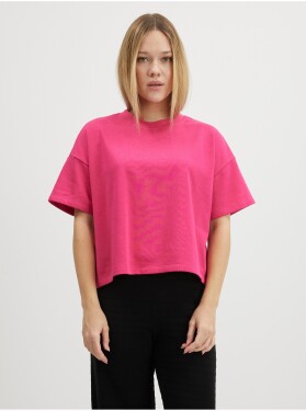 Tmavě růžové dámské basic tričko Pieces Chilli - Dámské