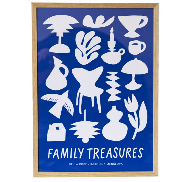 Bella Rose Plakát Family Treasures Beige / Blue 70 x 100 cm, modrá barva