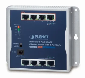 PLANET Průmyslový PoE switch / Switch průmyslový / 8x 1Gb RJ45 / 4x PoE 30/60W / 48-56V / IP30 / -20/60 °C (WGS-814HP)