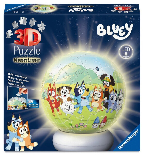 3D Puzzle-Ball: Bluey (Noční edice) 72 dílků
