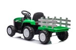 Mamido Dětský elektrický traktor s vlečkou Farm 24V 2x45W EVA kola zelený