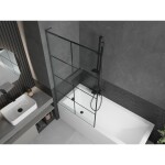 MEXEN/S - Next L vanová zástěna FIX 90 x 150, černá vzor, grafit metal 895-090-000-03-77-95